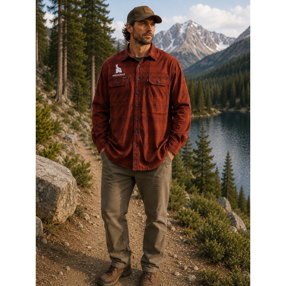 Poncho Plaid Flannel Shirt Magnetic Pockets Men's XXL Rust Brown Outdoor MM15